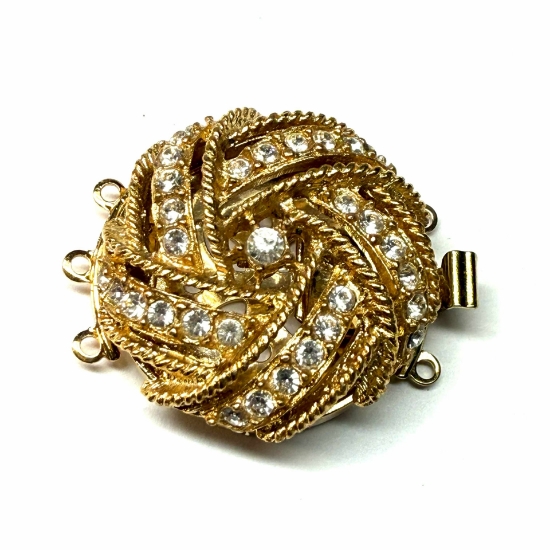 Picture of Neumann Clasp 25mm round with Swarovski Crystals 23kt Gold Plated x1