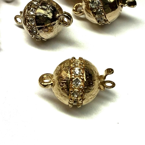 Picture of Neumann Clasp Diamond Equator Brushed 10mm round round with Swarovski Crystals 23kt Gold Plated x1