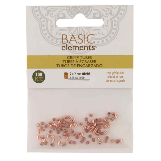 Picture of Tube Crimp 2x2mm Rose Gold Plated x100