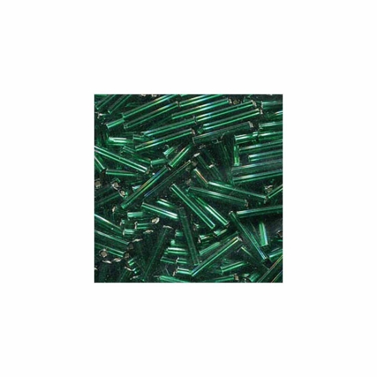 Picture of Matsuno Bugle Bead #5 - 12mm 175 Silver Lined Dark Green x10g
