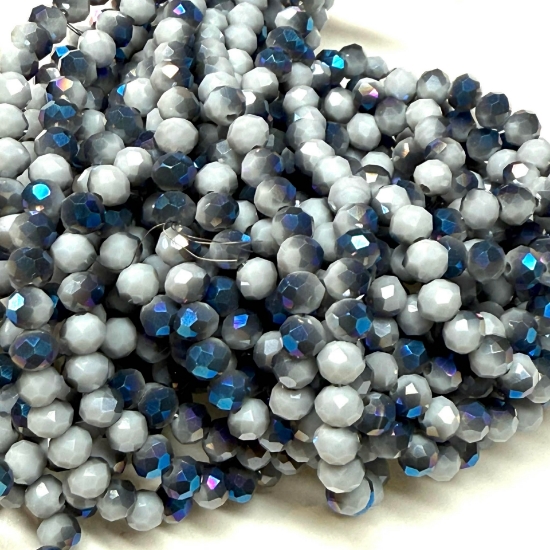 Picture of Faceted Rondelle 3x4mm Metallic Blue Light Blue Steel x38cm