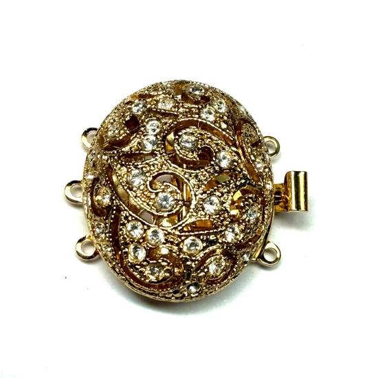 Picture of Neumann Clasp Box 3-strand 23mm with Crystals 23kt Gold-Plated x1