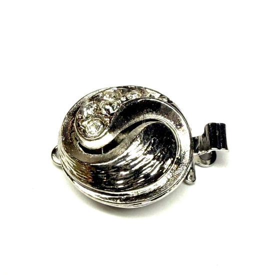 Picture of Neumann Clasp 16mm Ying Yang with Crystals Rhodium Plated x1