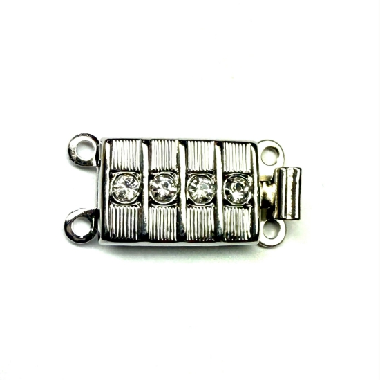 Picture of Neumann Clasp Box 2-strand 15x10mm rectangle with Swarovski Crystals Rhodium Plated x1