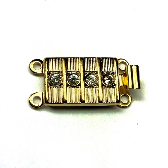 Picture of Neumann Clasp Box 2-strand 15x10mm rectangle with Swarovski Crystals 23Kt Gold Plated x1