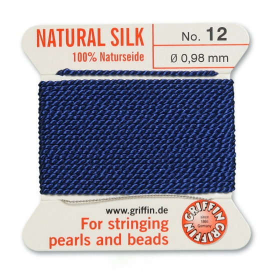 Picture of Griffin Silk Beading Cord & Needle size #12 - 0.98m Dark Blue x2m