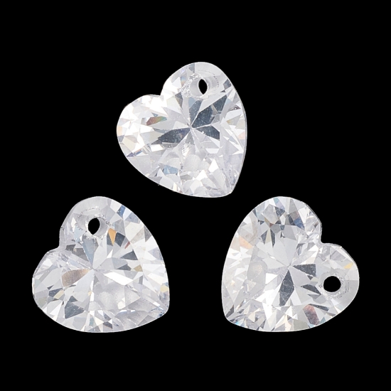 Picture of Cubic Zirconia Charm 8mm faceted heart x10