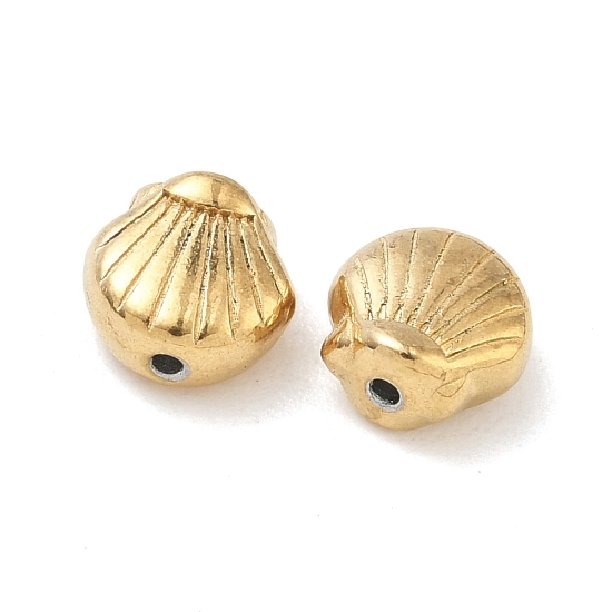 Picture of Stainless Steel Bead 7mm shell 18Kt Gold Plated x10