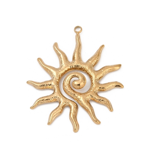Picture of Stainless Steel Pendant 39mm Sun 18kt Gold Plated x1