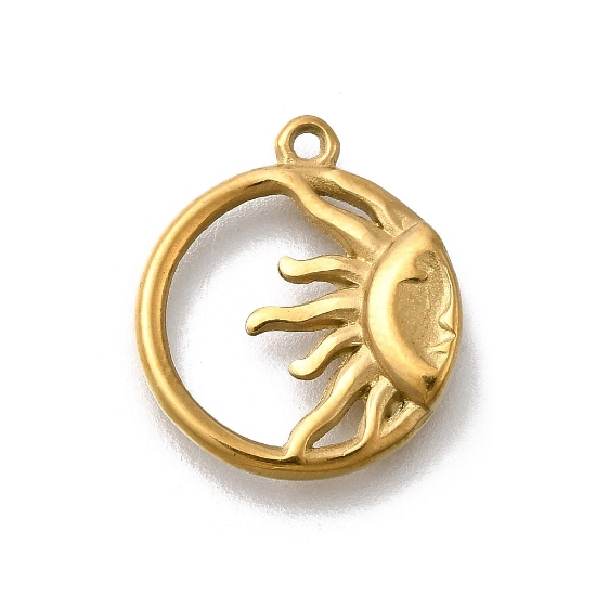 Picture of Stainless Steel Pendant 16mm Sun 18kt Gold Plated x1