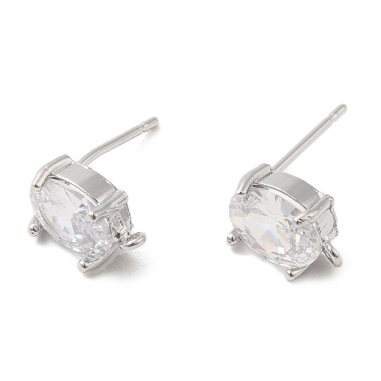 Picture of Ear Stud 10x6mm with vertical loop and crystal Rhodium Plated x2
