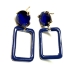 Picture of Ear Stud Oval 12x8mm with loop and Royal Blue - Light Gold x2