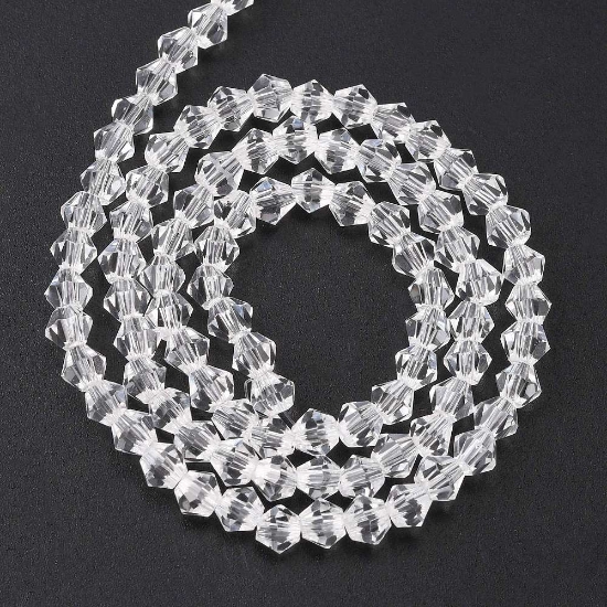 Picture of Faceted Bicone Glass bead 4mm Crystal x30cm