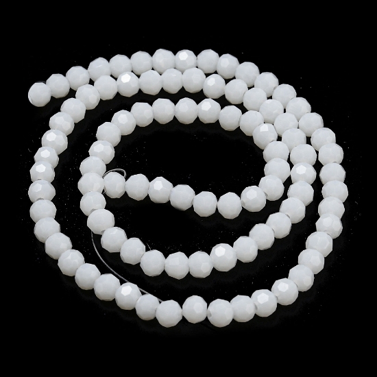 Picture of Faceted Glass bead 4mm round White x30cm