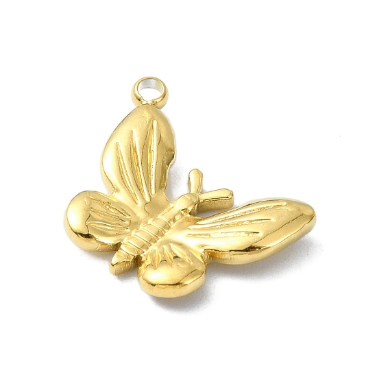 Picture of Stainless Steel Charm Butterfly 12x16x2mm 18Kt Gold Plated x1