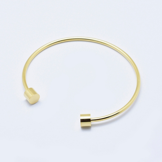 Picture of Stainless Steel Bracelet Cuff with Removable Column Beads 18kt Gold Plated x1