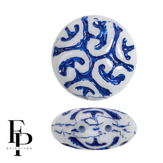 Picture of Cabochon "Vintage 2-Hole 13mm Dark Blue x1