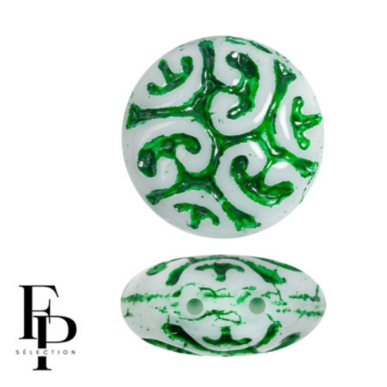 Picture of Cabochon "Vintage 2-Hole 13mm Green Garden x1