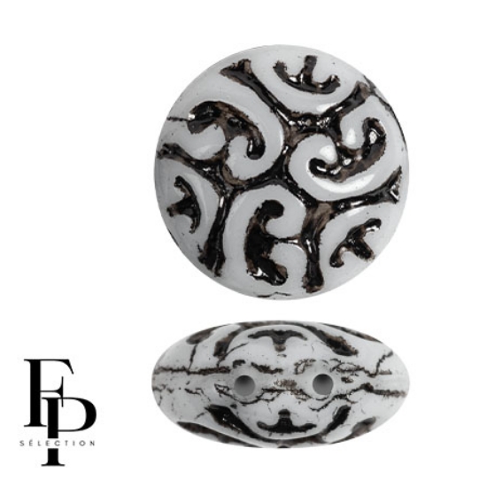 Picture of Cabochon "Vintage 2-Hole 13mm Jet x1