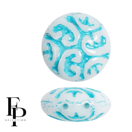 Picture of Cabochon "Vintage 2-Hole 13mm Turquoise x1