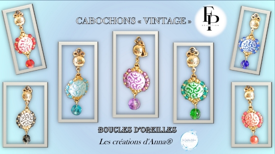 Picture of Oorbellen « Cabochons Vintage » – Instant Download or Printed Copy 