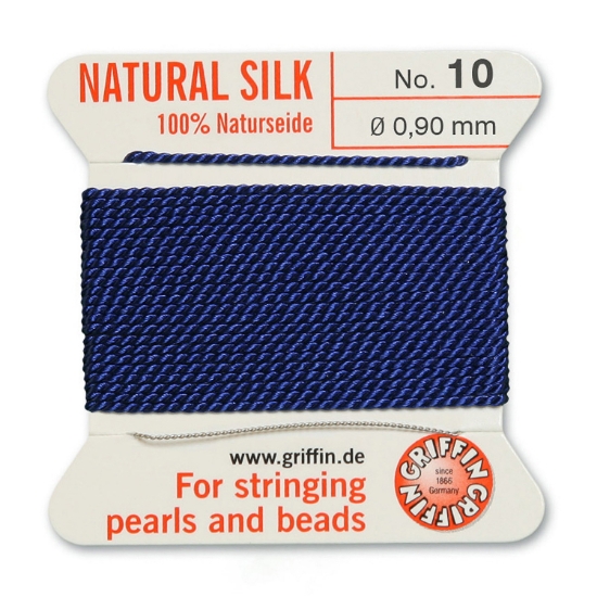 Picture of Griffin Silk Beading Cord & Needle size #10 - 0,90mm Dark Blue x2m