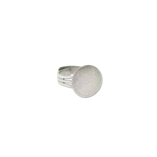 Picture of Ring flat pad 15mm round Antique Silver Plate x1