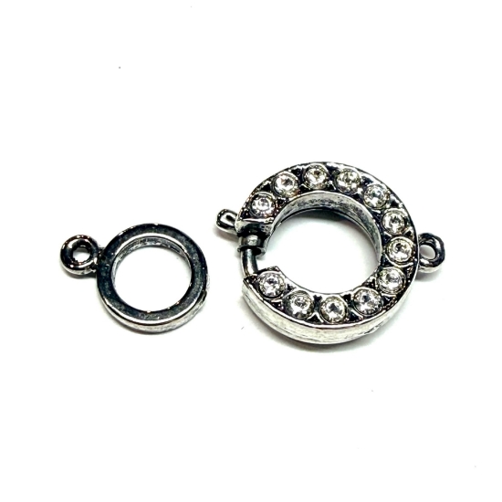 Picture of Neumann Crystallized Spring Clasp 15mm round Rhodium Plated x1