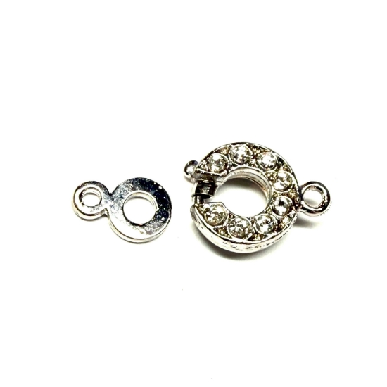 Picture of Neumann Crystallized Spring Clasp 9mm round Rhodium Plated x1