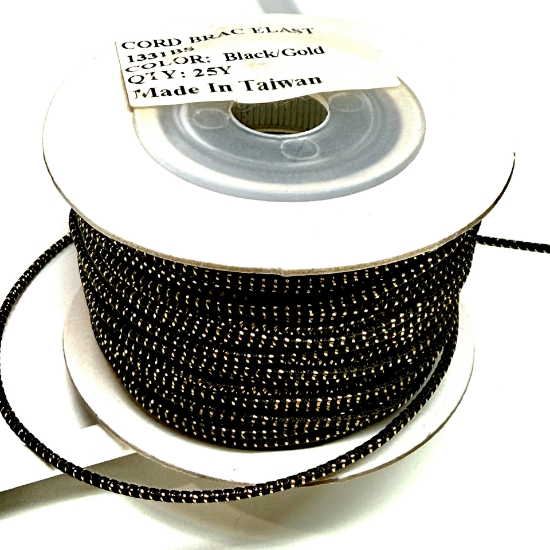 Picture of Elastic Cord 1mm Black/Gold x22m