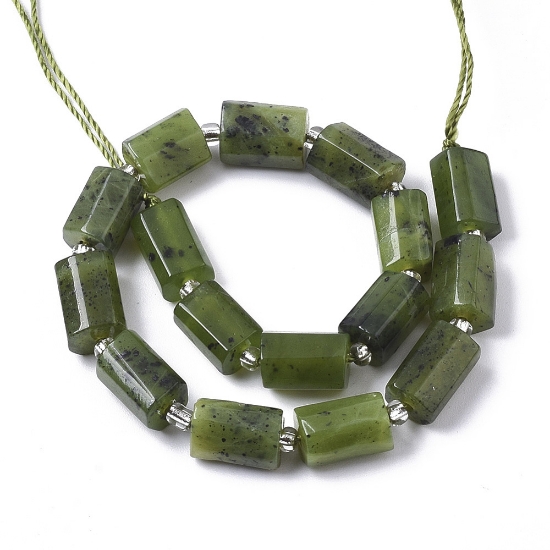 Picture of Canadian Jade bead 8x10mm faceted tube x18.5 cm
