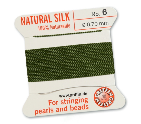 Picture of Griffin Silk Beading Cord & Needle size #6 - 0,70mm Olive x2m