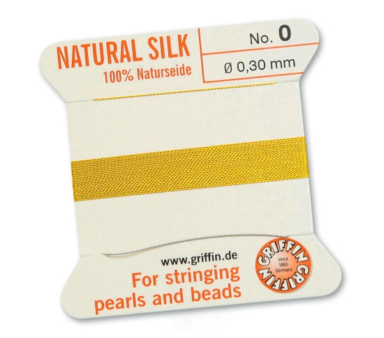Picture of Griffin Silk Beading Cord & Needle size #0 - 0,30mm Yellow x2m