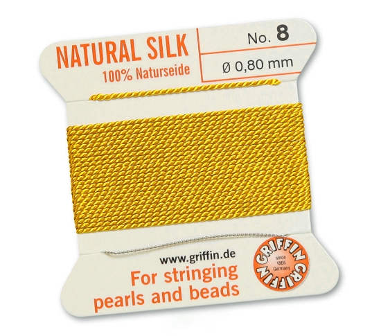 Picture of Griffin Silk Beading Cord & Needle size #8 - 0,80mm Yellow x2m