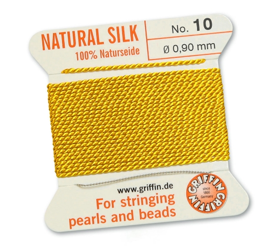 Picture of Griffin Silk Beading Cord & Needle size #10 - 0,90mm Yellow x2m