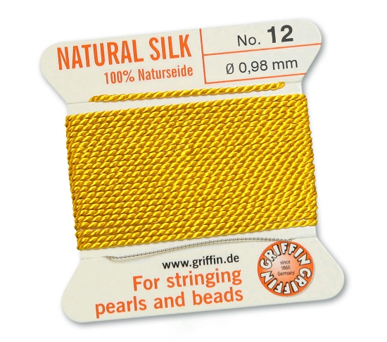 Picture of Griffin Silk Beading Cord & Needle size #12 - 0,98mm Yellow x2m