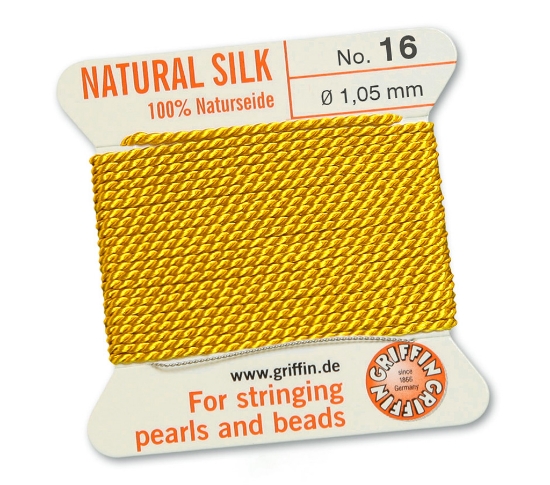 Picture of Griffin Silk Beading Cord & Needle size #16- 1,05mm Yellow x2m
