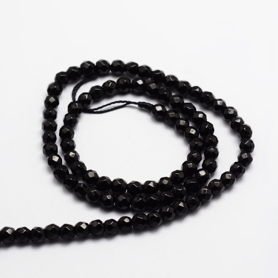 Picture of Agate bead 4mm faceted round Black x38cm