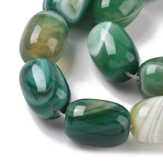 Picture of Striped Agate bead 18x13mm round oval Sea Green x19cm