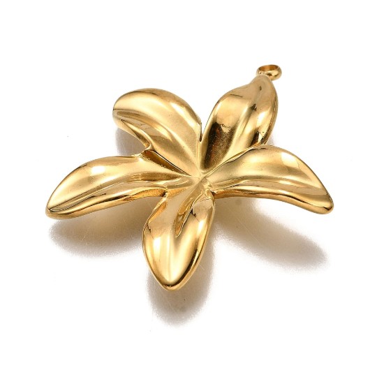 Bild von Stainless Steel Pendant Flower 29mm 18kt Gold Plated x2