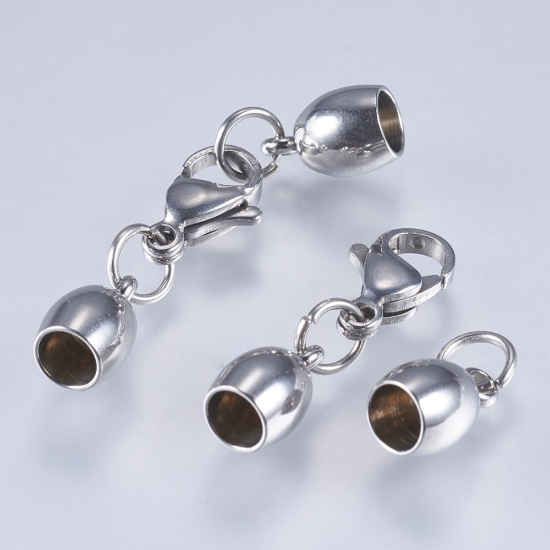 Picture of Stainless Steel Cord Ends Ø4mm (2) with Lobster Clasp x1 set