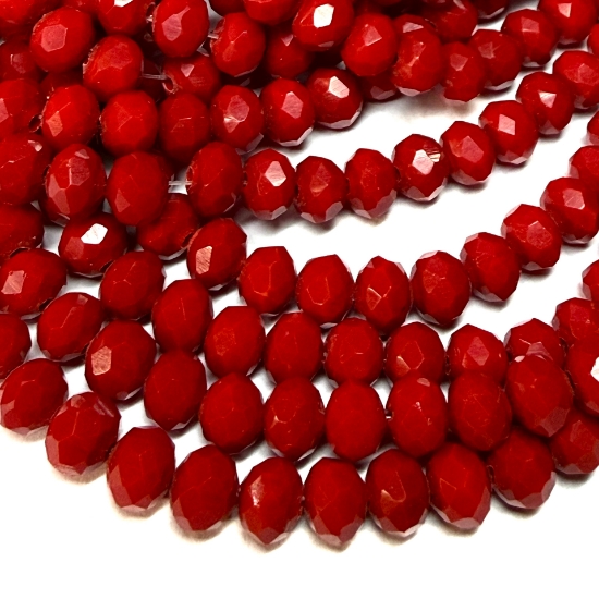 Picture of Faceted Rondelle 5x6mm Opaque Red x38cm 