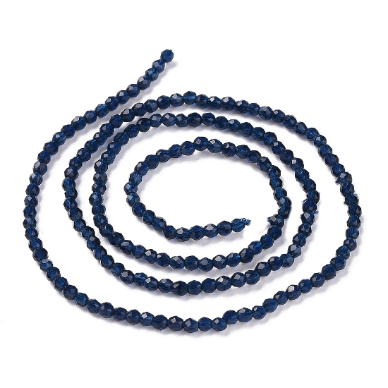 Picture of Faceted Glass bead 2mm round Ultramarine Blue x35cm