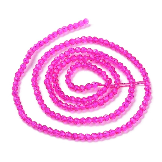 Picture of Faceted Glass bead 2mm round Magenta x35cm