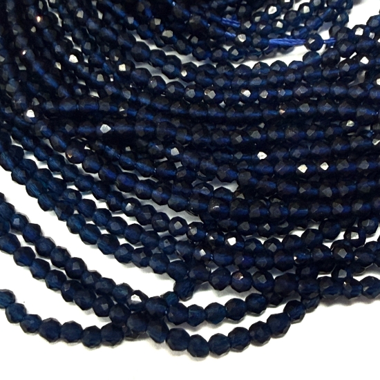 Picture of Faceted Glass bead 2mm round Ultramarine Blue x35cm