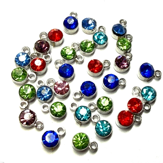 Picture of Brass Charm 4mm round Silver x10