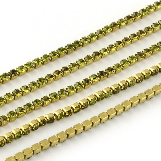 Picture of Strass Brass Chain 2.2mm raw brass - Olivine x1m