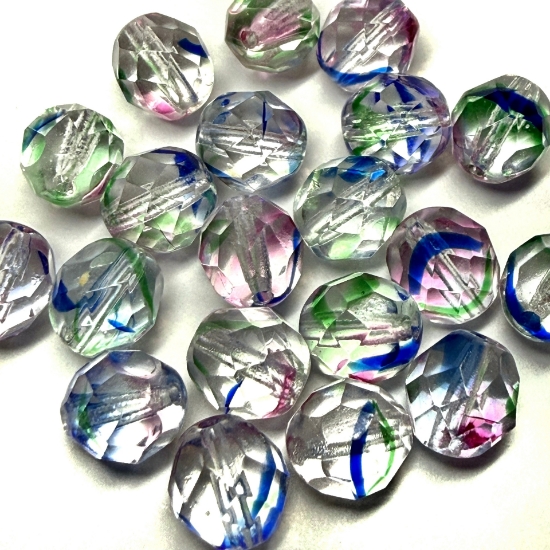 Picture of Fire-Polished beads 8mm Kaleido Blue-Green x20
