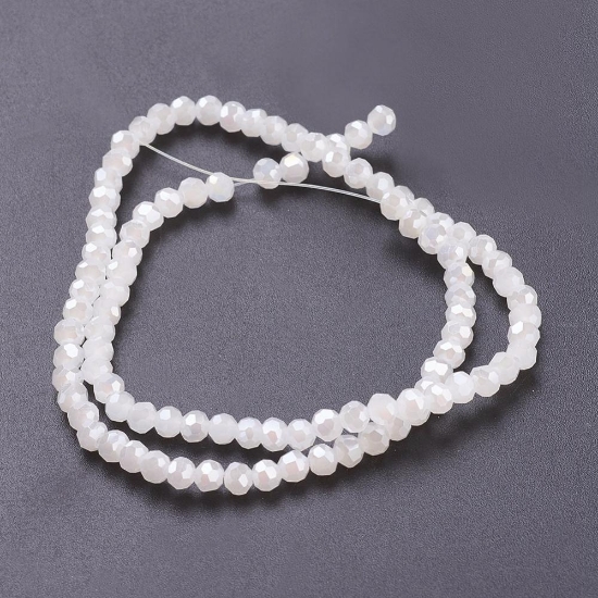 Picture of Faceted Glass bead 3mm round White Luster x35cm