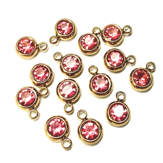 Picture of Stainless Steel Charm 6m round Rose 18kt Gold Plated x1